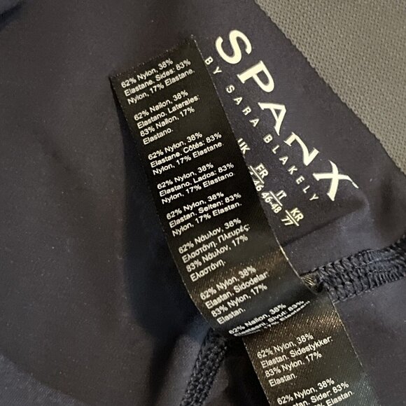 SPANX Every Wear Mesh Contour Active Leggings SZ Large 50082R Navy Black Stretch - Picture 10 of 13